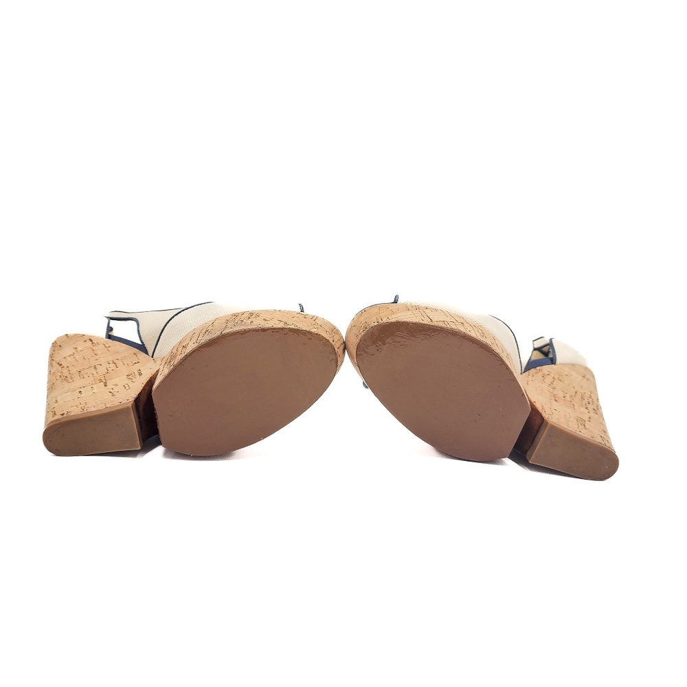 YSL Yves Saint Laurent Canvass Cork Platform Wedge Open Toe Shoes EU 38 - Picture 8 of 8
